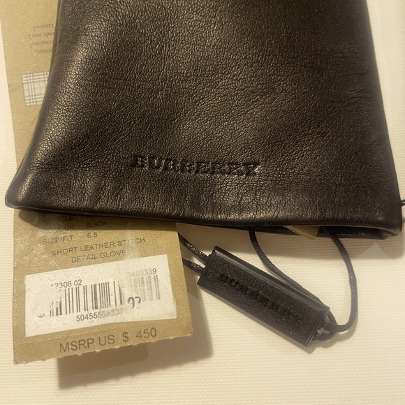 Burberry Chocolate Brown leather gloves Sz 6.5 - Picture 3 of 4